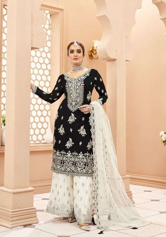 NEW ARRIVALS FANCY WEDDING PARTY WEAR GEORGETTE SHARARA PALAZZO SALWAR SUIT YOUR CHOICE 1001