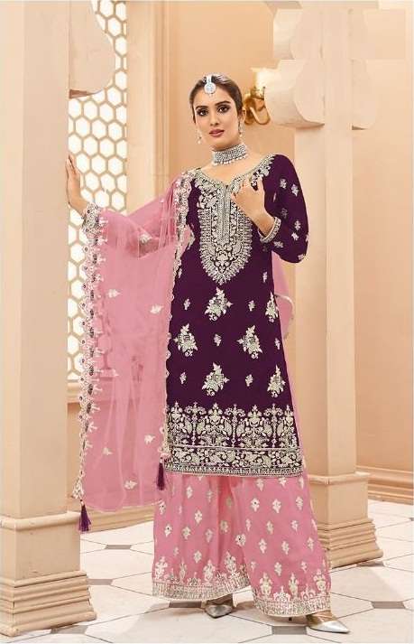 NEW ARRIVALS FANCY WEDDING PARTY WEAR GEORGETTE SHARARA PALAZZO SALWAR SUIT YOUR CHOICE 1002