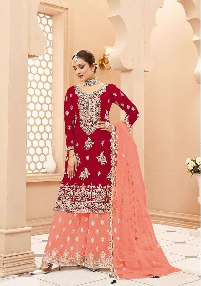 NEW ARRIVALS FANCY WEDDING PARTY WEAR GEORGETTE SHARARA PALAZZO SALWAR SUIT YOUR CHOICE 1003