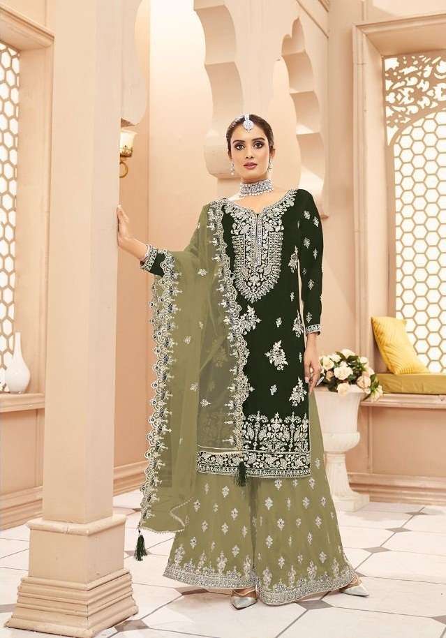 NEW ARRIVALS FANCY WEDDING PARTY WEAR GEORGETTE SHARARA PALAZZO SALWAR SUIT YOUR CHOICE 1004