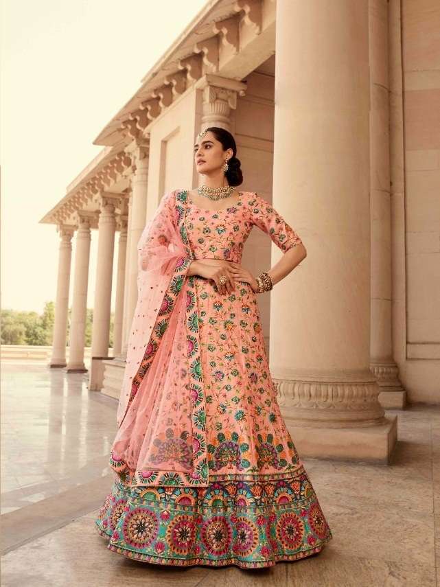 PREMIUM DESIGNER FANCY WEDDING PARTY WEAR EXCLUSIVE SILK LEHENGA CHOLI KF VEENA 2034