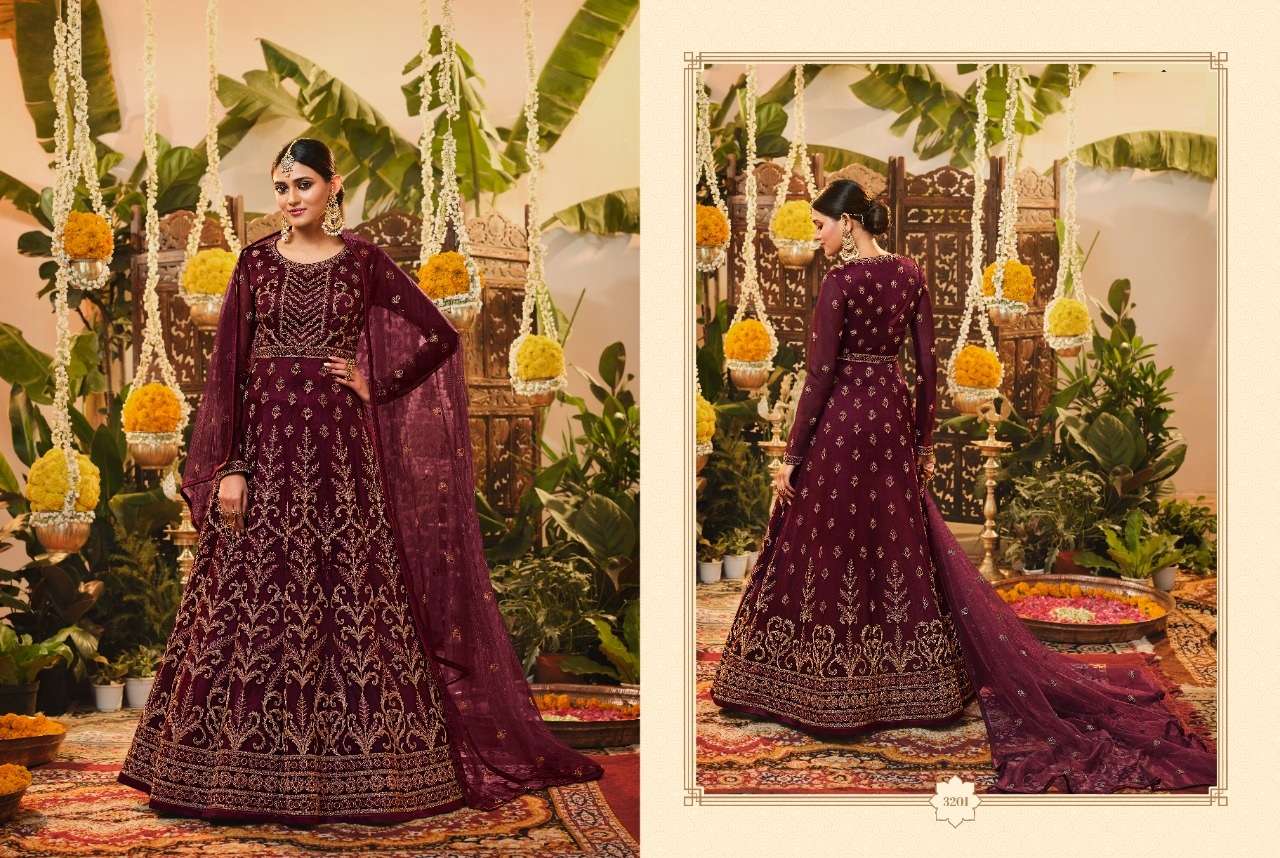 TOP SELLING DESIGNER FANCY ANARKALI BUTTERFLY NET SALWAR SUIT 3201