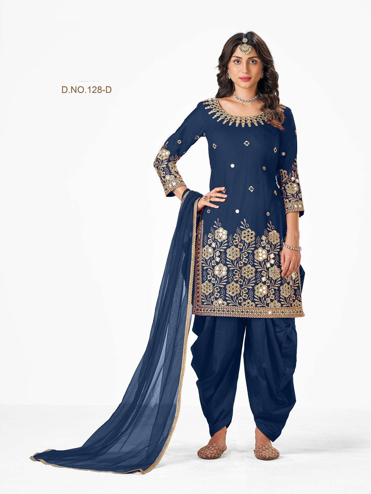 DESIGNER COTTON BLUE PATIYALA SALWAR SUIT NEW DESIGN SHREEMATEE FASHION 128 D