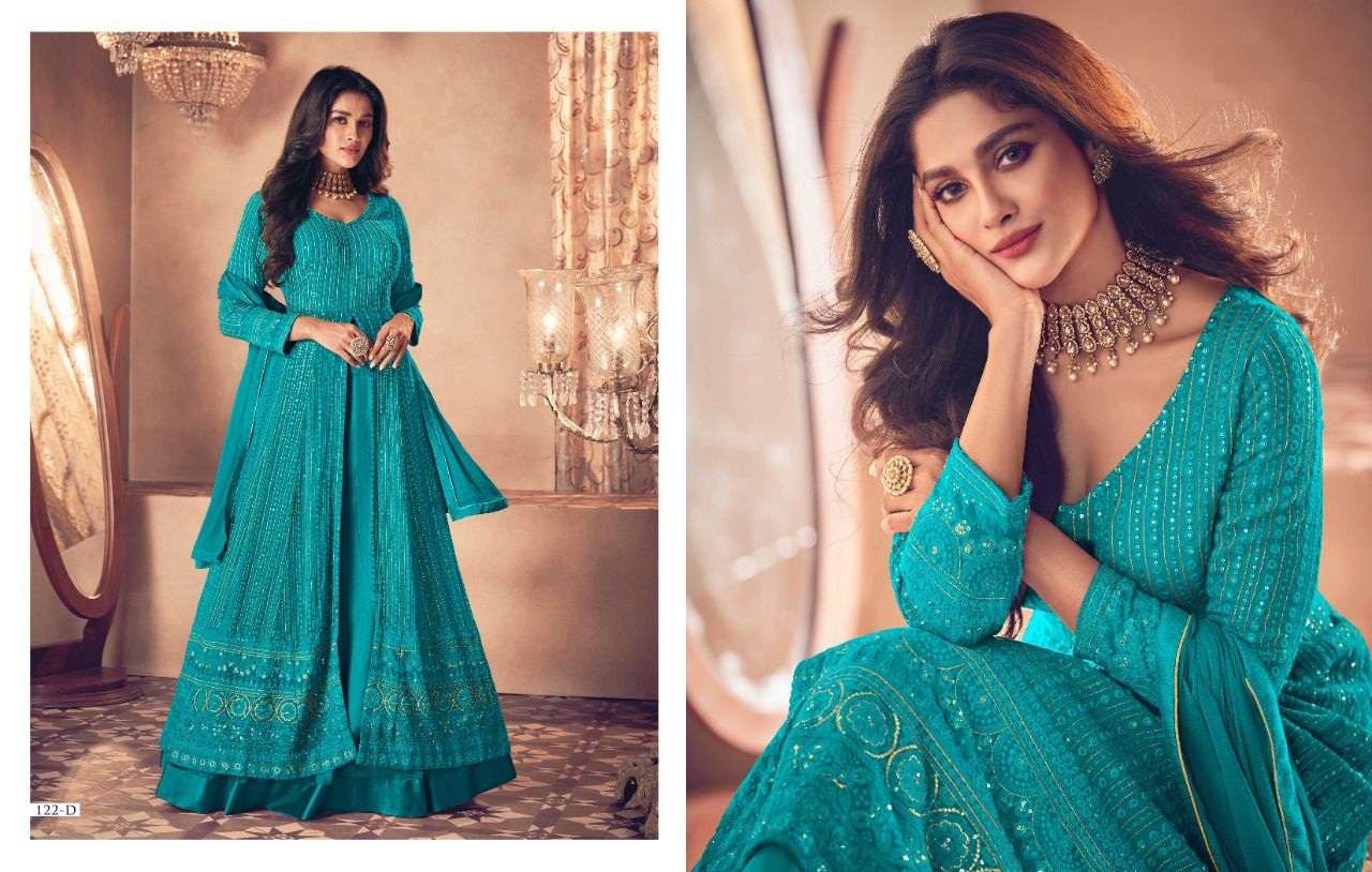 DESIGNER FANCY LONG ANARKALI SALWAR SUIT GOWN EXCLUSIVE FOR NAVRATRI PARTY WEAR SAYURI 122 DD