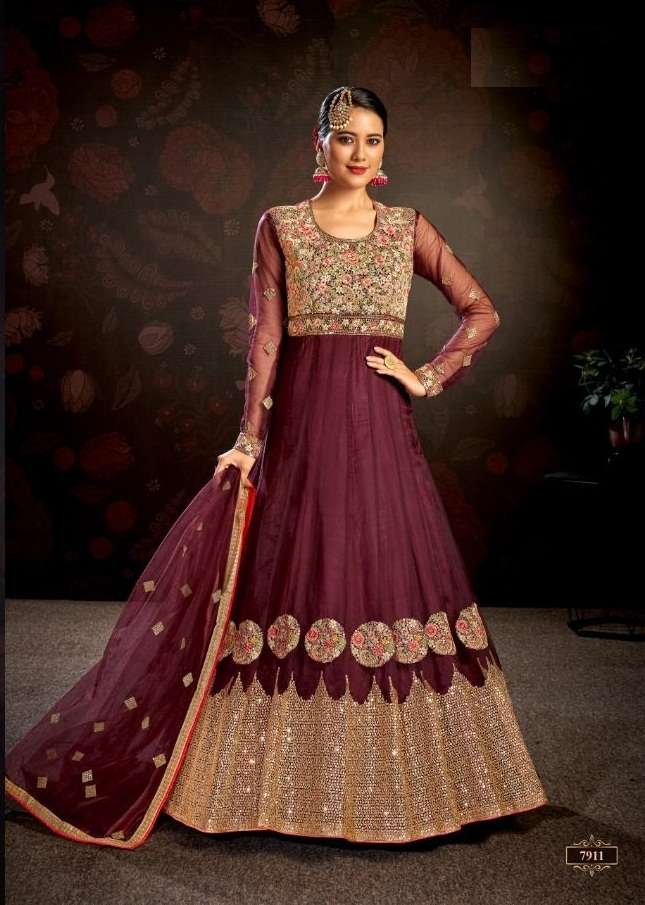 DESIGNER FANCY LONG PARTY WEAR LONG ANARKALI GOWN SALWAR SUIT HT 7911