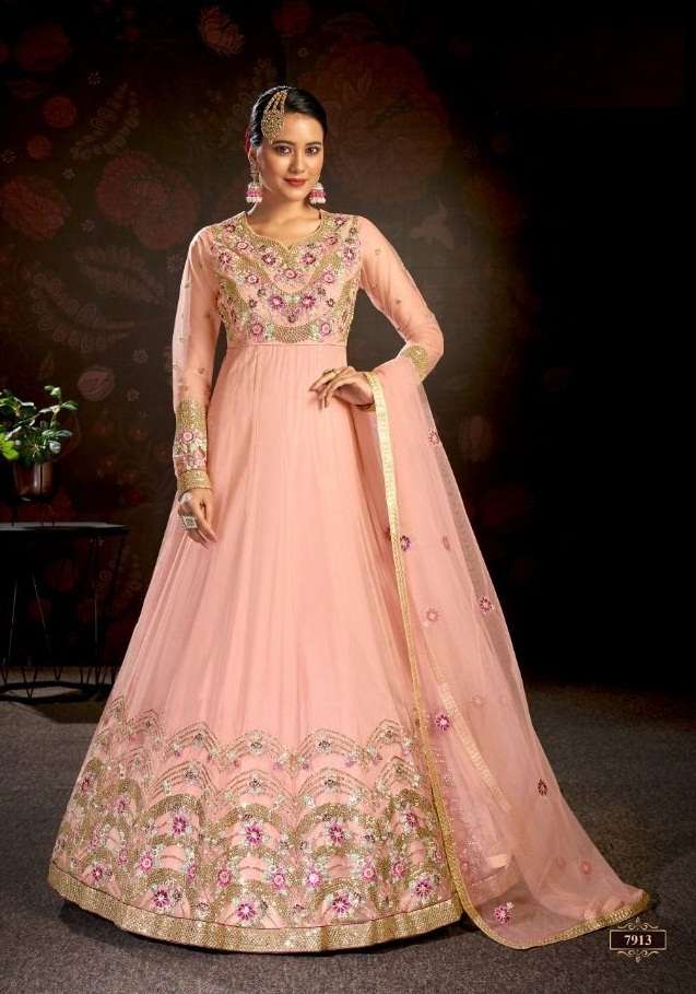 DESIGNER FANCY LONG PARTY WEAR LONG ANARKALI GOWN SALWAR SUIT HT 7913