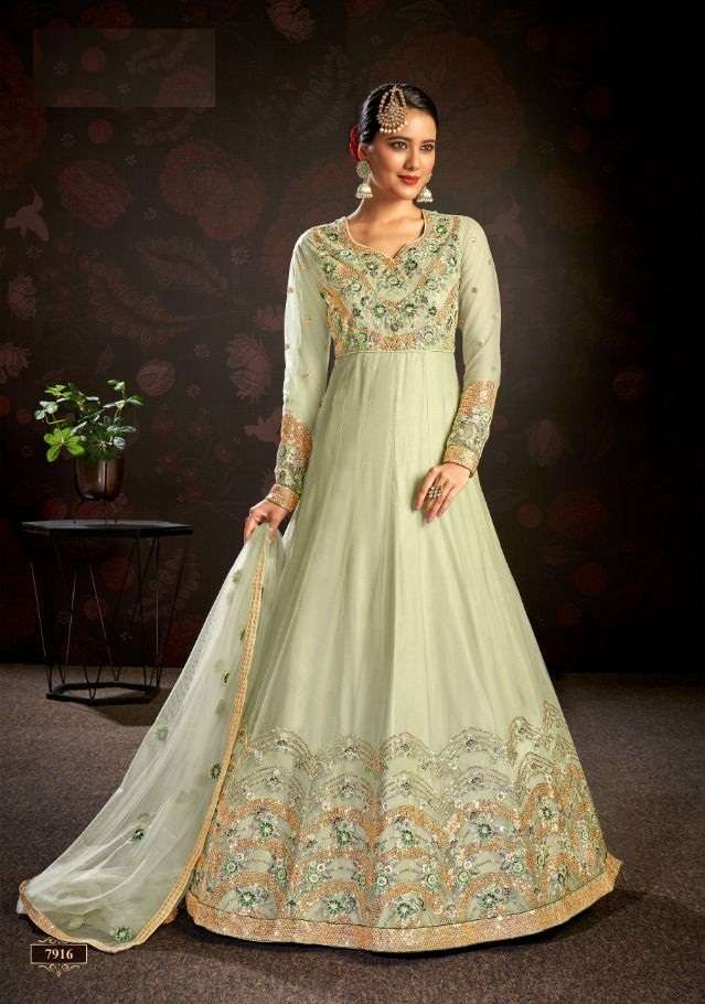 DESIGNER FANCY LONG PARTY WEAR LONG ANARKALI GOWN SALWAR SUIT HT 7916