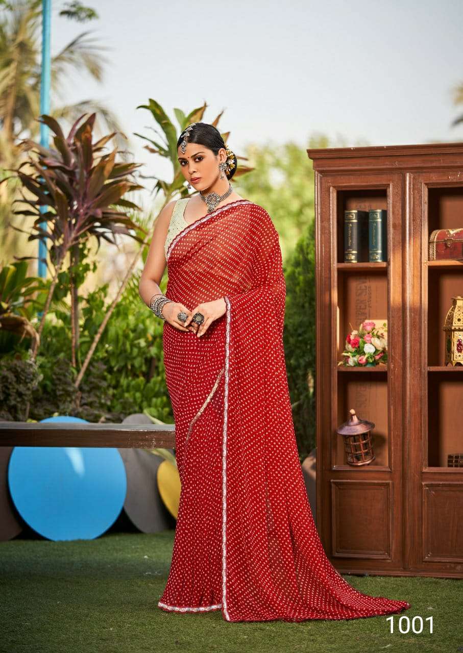 DESIGNER FANCY WEDDDING PARTY WEAR GEORGETTE SAREE SM STAVAN 1001