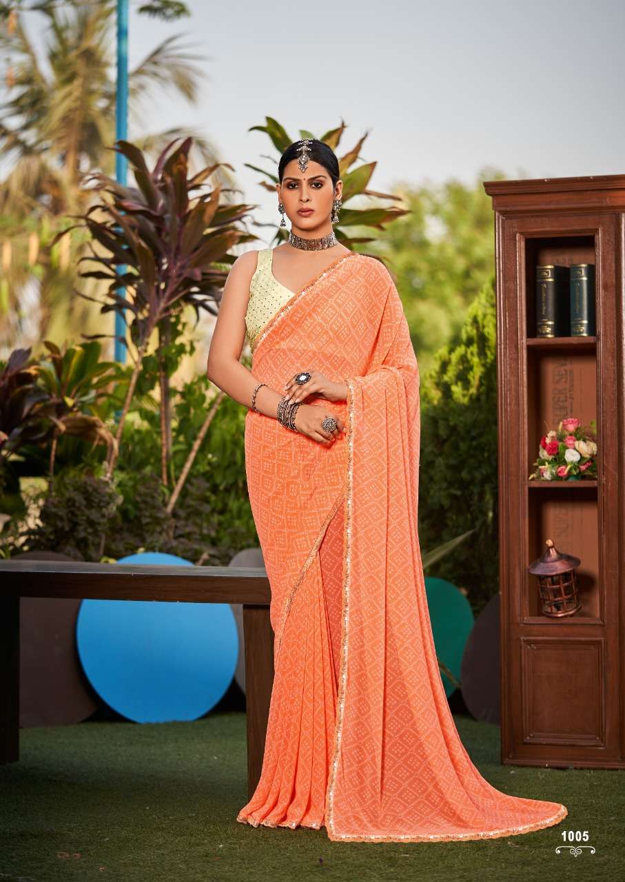 DESIGNER FANCY WEDDDING PARTY WEAR GEORGETTE SAREE SM STAVAN 1005