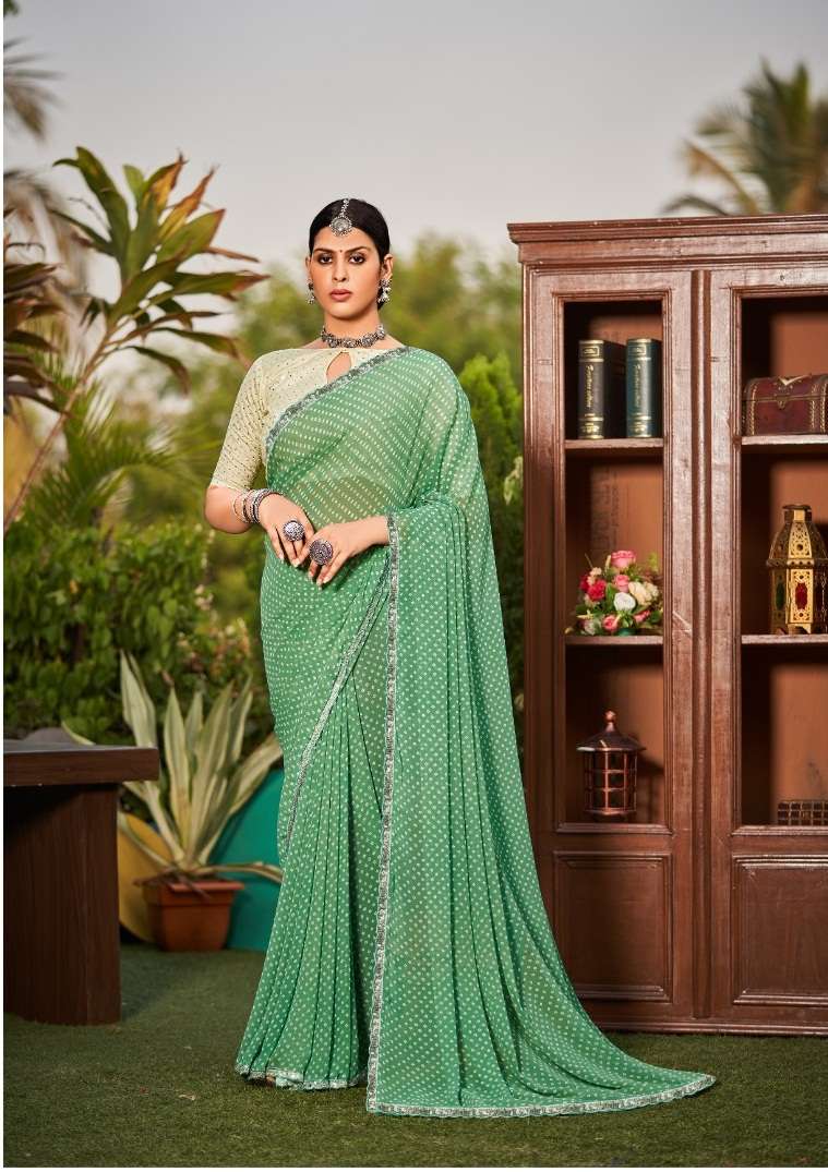 DESIGNER FANCY WEDDDING PARTY WEAR GEORGETTE SAREE SM STAVAN 1008