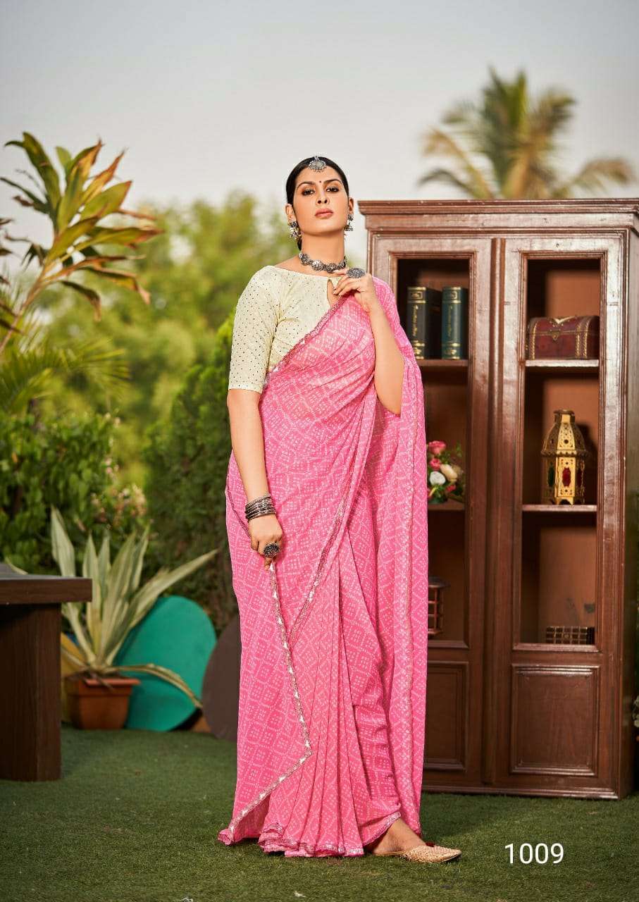 DESIGNER FANCY WEDDDING PARTY WEAR GEORGETTE SAREE SM STAVAN 1009