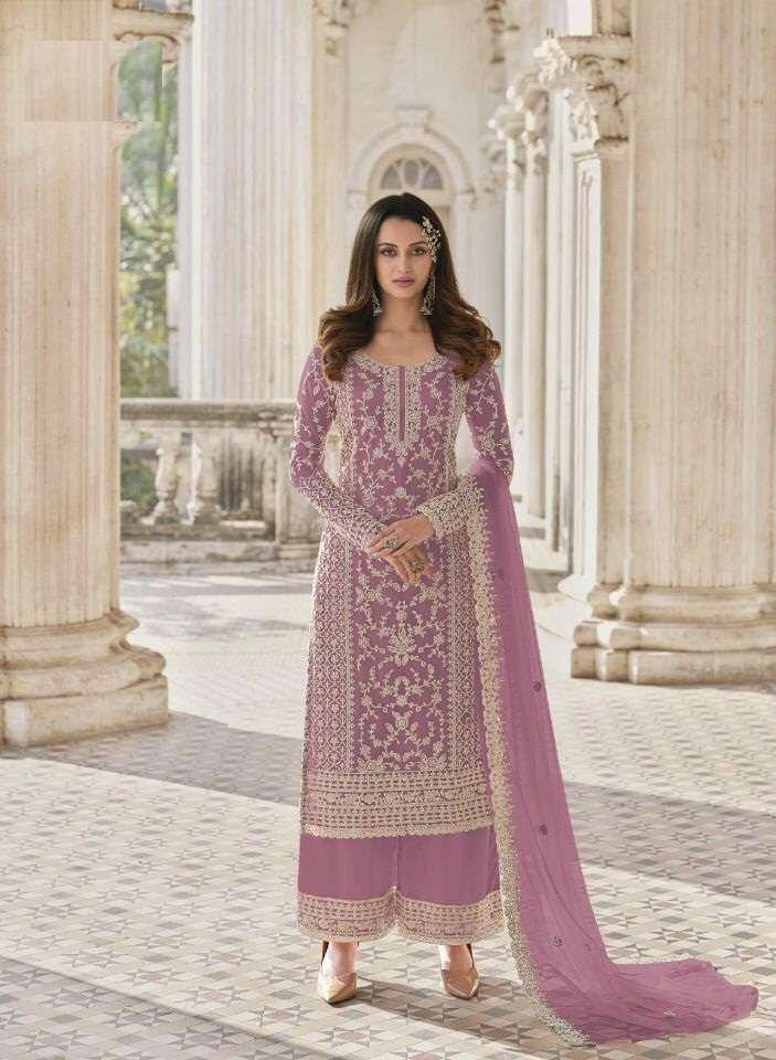 DESIGNER FANCY WEDDING PARTY FESTIVAL WEAR BUTTERFLY NET SALWAR SUIT JG 3304B