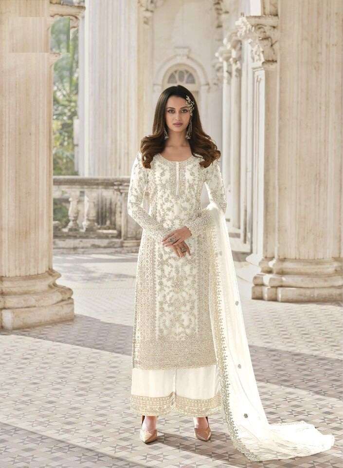 DESIGNER FANCY WEDDING PARTY FESTIVAL WEAR BUTTERFLY NET SALWAR SUIT JG 3304G