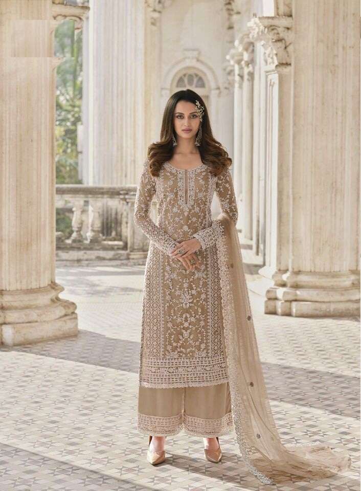 DESIGNER FANCY WEDDING PARTY FESTIVAL WEAR BUTTERFLY NET SALWAR SUIT JG 3304H