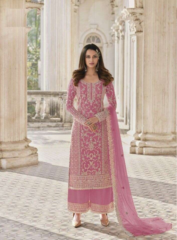 DESIGNER FANCY WEDDING PARTY FESTIVAL WEAR BUTTERFLY NET SALWAR SUIT JG 3304J