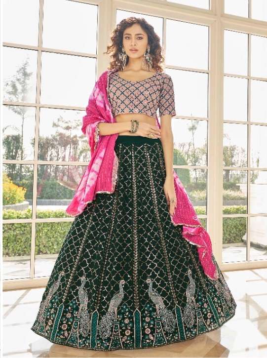 DESIGNER FANCY WEDDING PARTY WEAR GEORGETTE LEHENGA CHOLI COLLECTION 1985