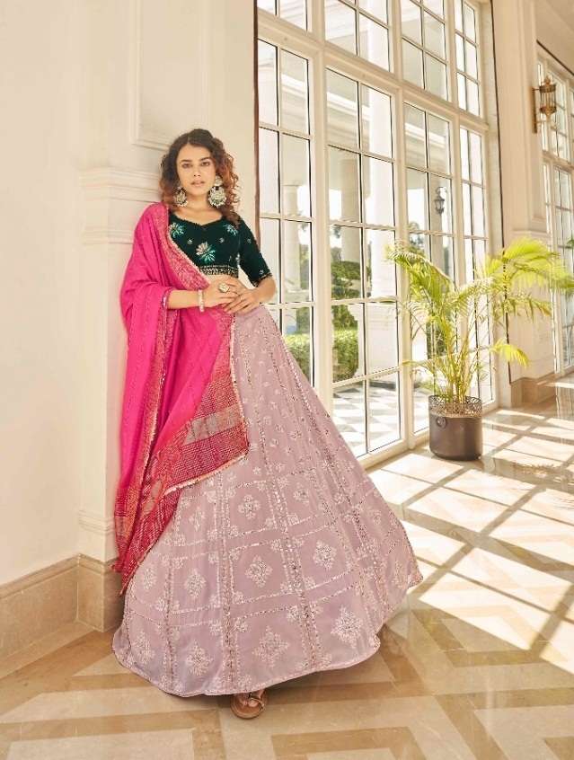 DESIGNER FANCY WEDDING PARTY WEAR GEORGETTE LEHENGA CHOLI COLLECTION 1986