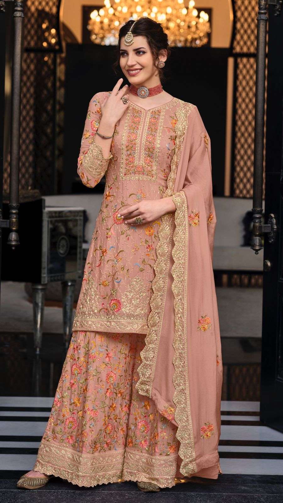 DESIGNER FANCY WEDDING PARTY WEAR GEORGETTE SHARARA SALWAR SUIT EB SHAGUN 1447