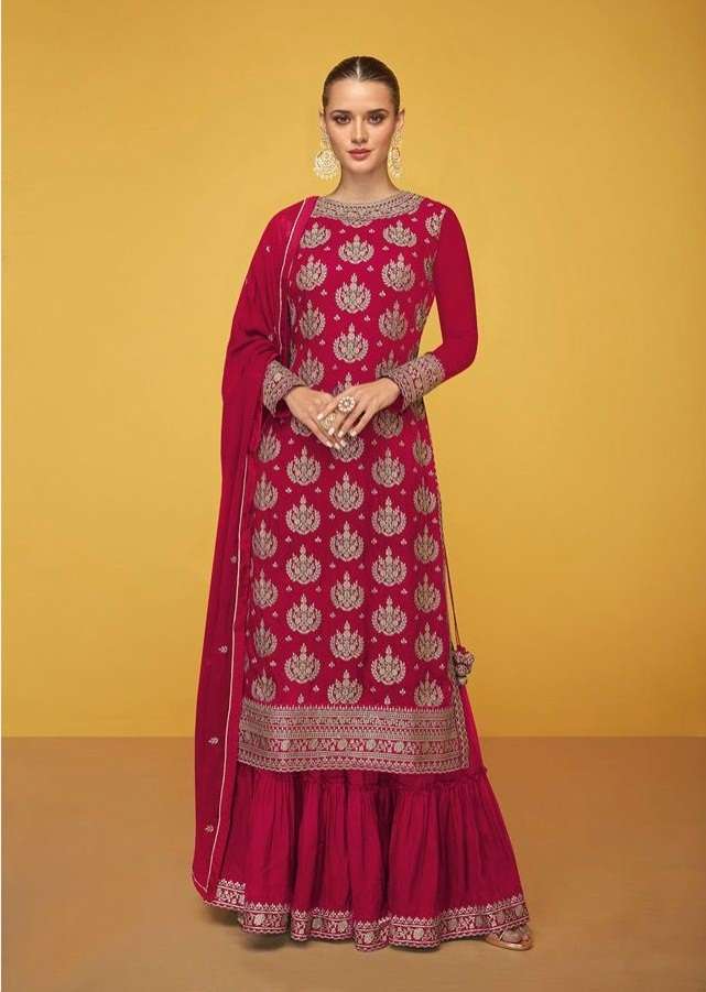 DESIGNER FANCY WEDDING PARTY WEAR REAL GEORGETTE SKIRT SALWAR SUIT AF ALEENA 5195 B