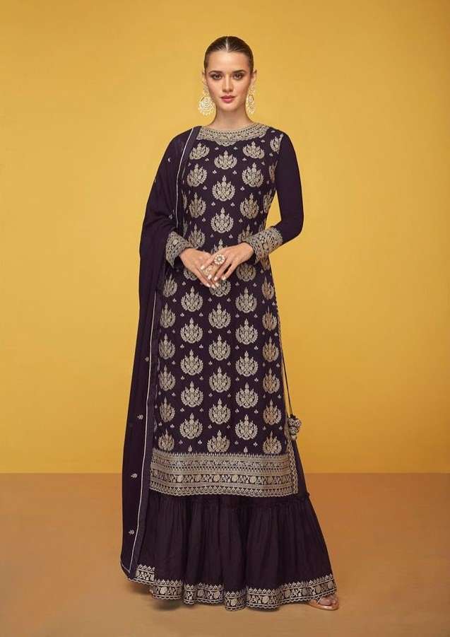 DESIGNER FANCY WEDDING PARTY WEAR REAL GEORGETTE SHARARA SALWAR AF ALEENA 5195 D