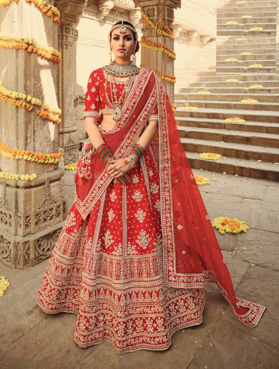 DESIGNER FANCY WEDDING PARTY WEAR SILK BRIDAL LEHENGA CHOLI COLLECTION SM 912A