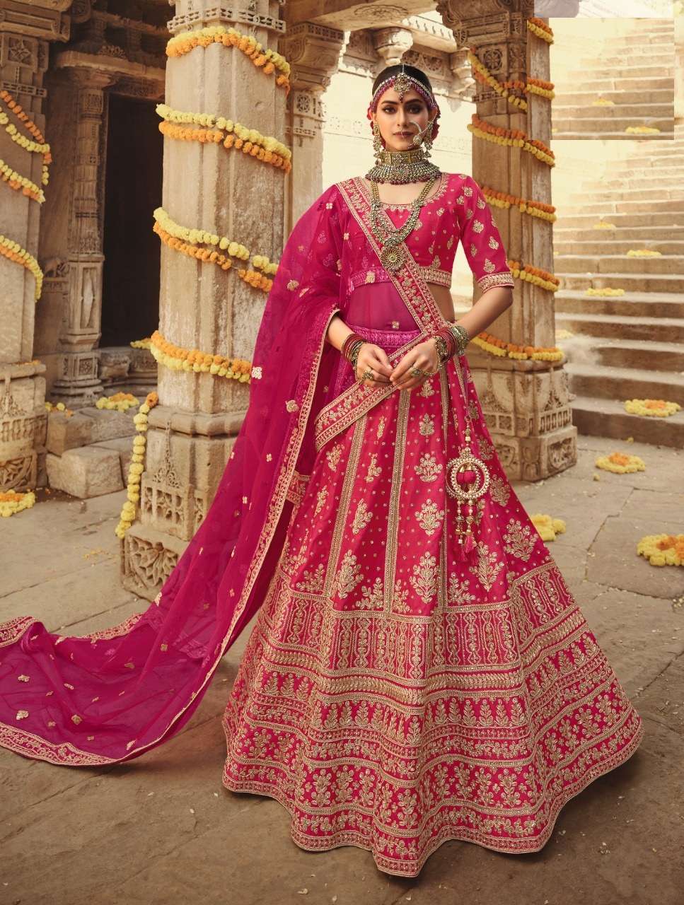 DESIGNER FANCY WEDDING PARTY WEAR SILK BRIDAL LEHENGA CHOLI COLLECTION SM 912B