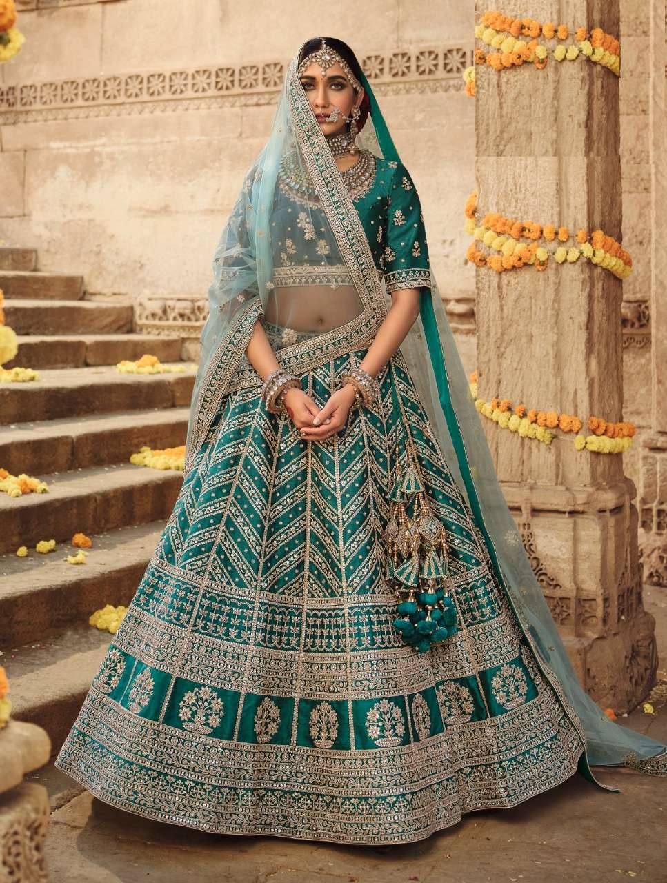 DESIGNER FANCY WEDDING PARTY WEAR SILK BRIDAL LEHENGA CHOLI COLLECTION SM 924C