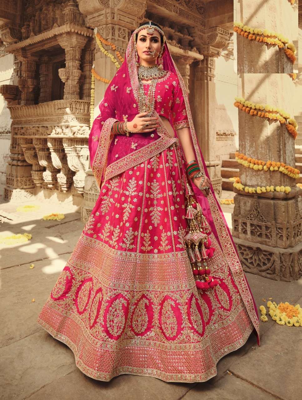 DESIGNER FANCY WEDDING PARTY WEAR SILK BRIDAL LEHENGA CHOLI COLLECTION SM 945