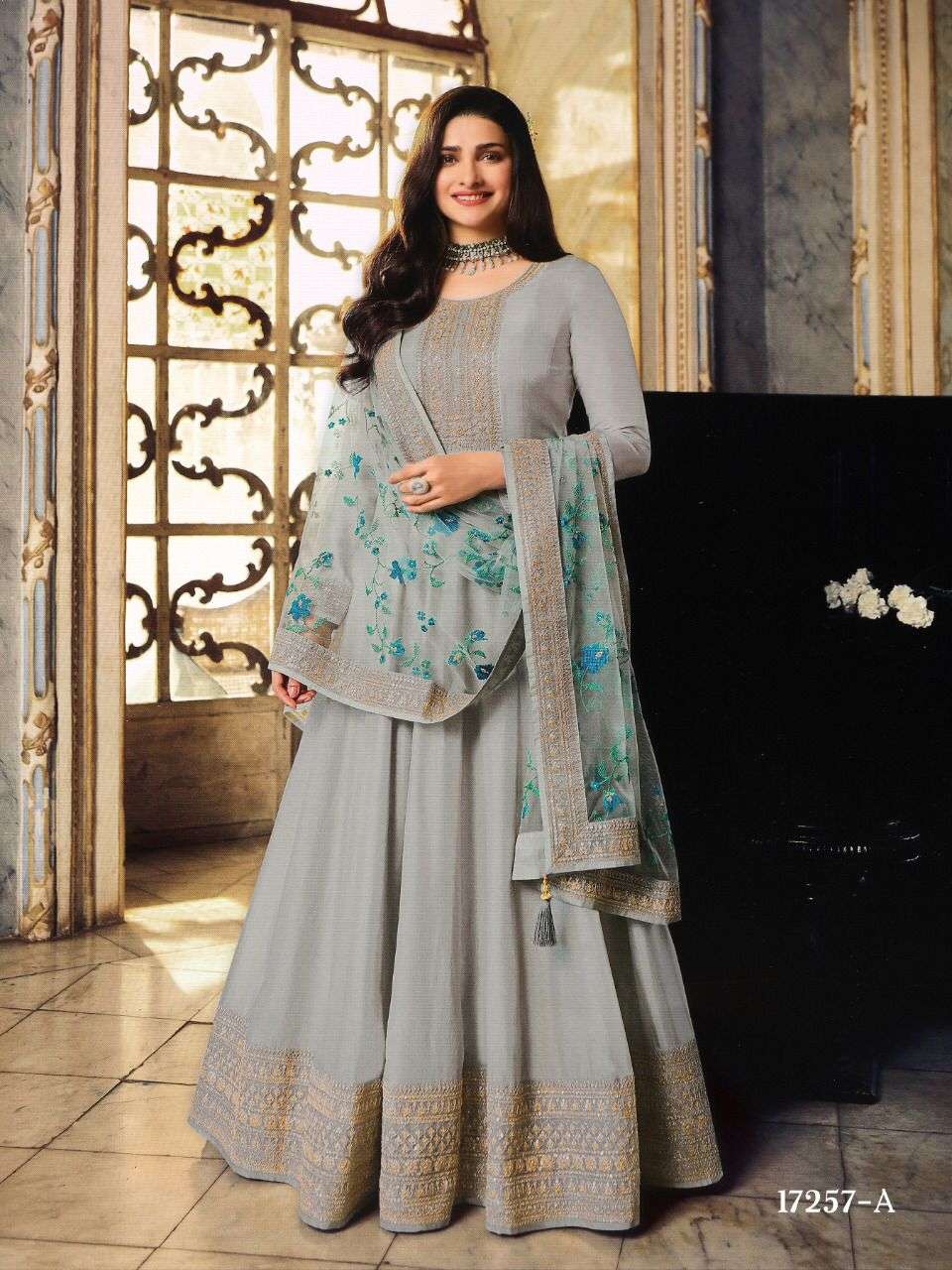 DESIGNER FANCY WEDDING PARTY WEAR SILK SHARARA SALWAR SUIT 17257 A