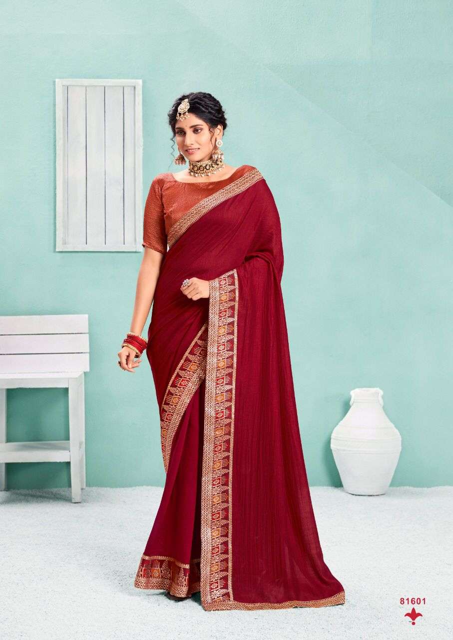 HOT SELLING DESIGNER SILK SAREE EXCLUSIVE COLLECTION FOR WEDDING PARTY WEAR KIM SM 81601