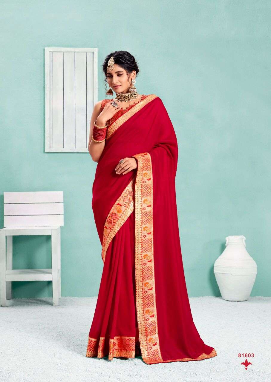 HOT SELLING DESIGNER SILK SAREE EXCLUSIVE COLLECTION FOR WEDDING PARTY WEAR KIM SM 81603