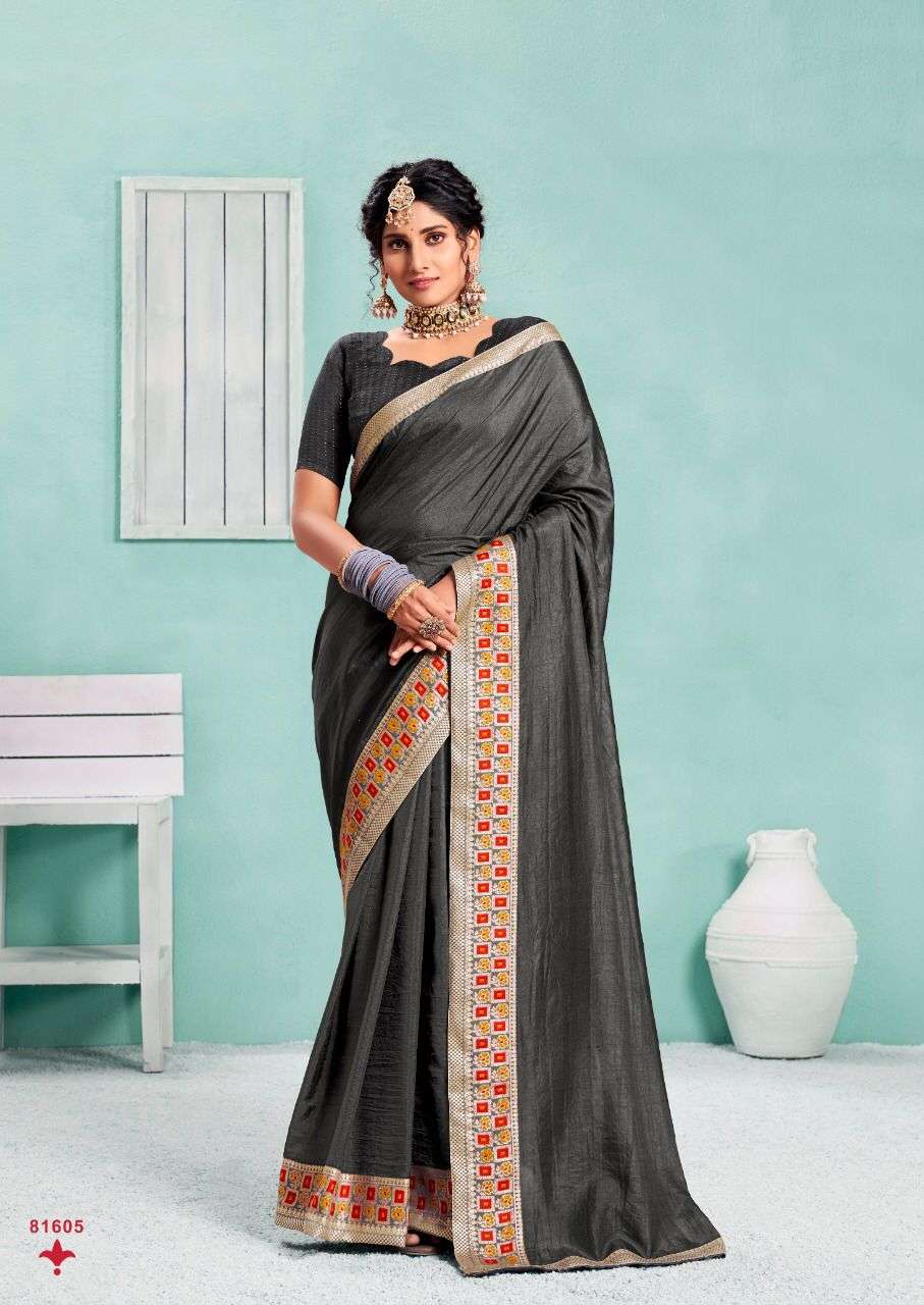 HOT SELLING DESIGNER SILK SAREE EXCLUSIVE COLLECTION FOR WEDDING PARTY WEAR KIM SM 81605