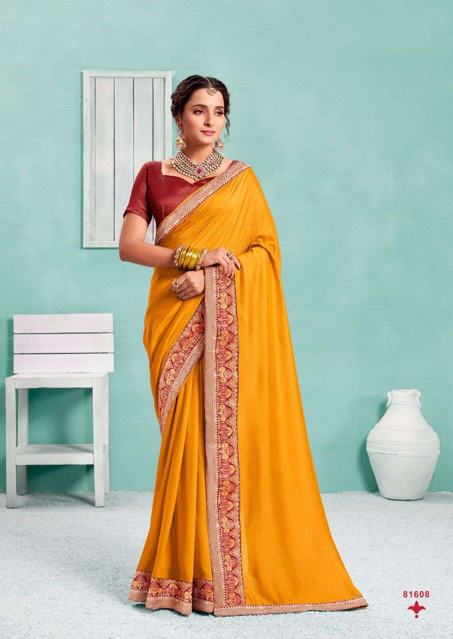 HOT SELLING DESIGNER SILK SAREE EXCLUSIVE COLLECTION FOR WEDDING PARTY WEAR KIM SM 81608