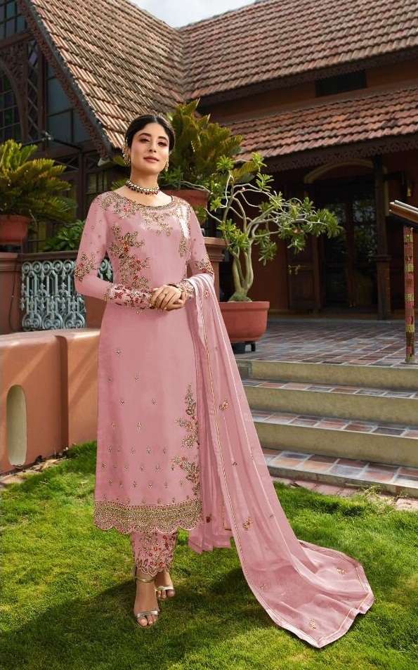 LONG STRAIGHT DESIGNER PARTY WEAR STYLE SALWAR SUIT IN FAUX GEORGETTE NEW DESIGN 22553I