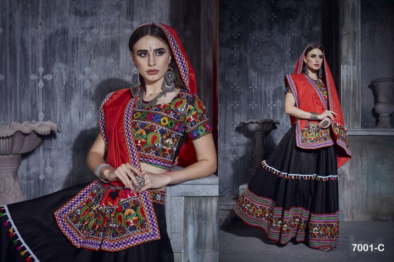 DESIGNER FANCY NAVRATRI SPECIAL GAMTHI LEHENGA CHOLI IN COTTON SENHORA 7001 C