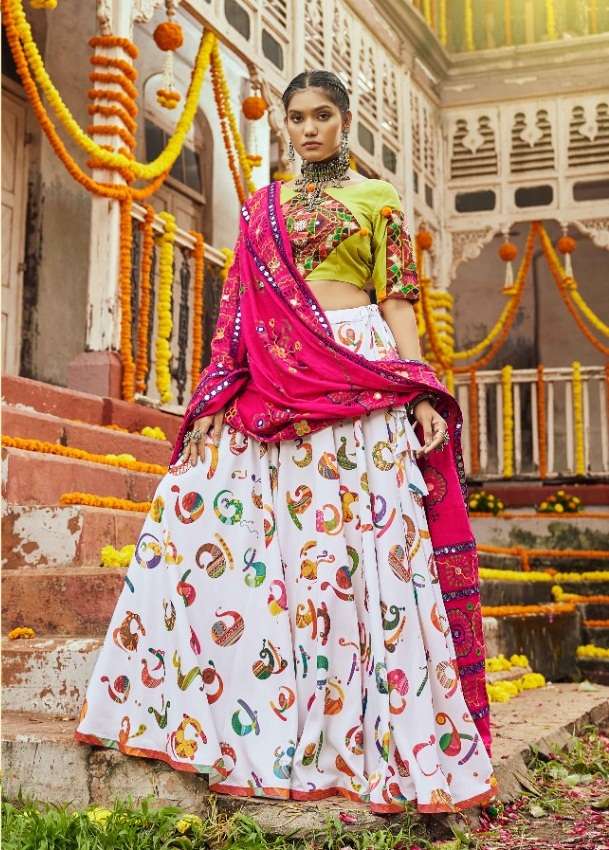 DESIGNER FANCY NAVRATRI SPECIAL GAMTHI LEHENGA CHOLI IN COTTON VIWAH FASHION RAAS 5 2122