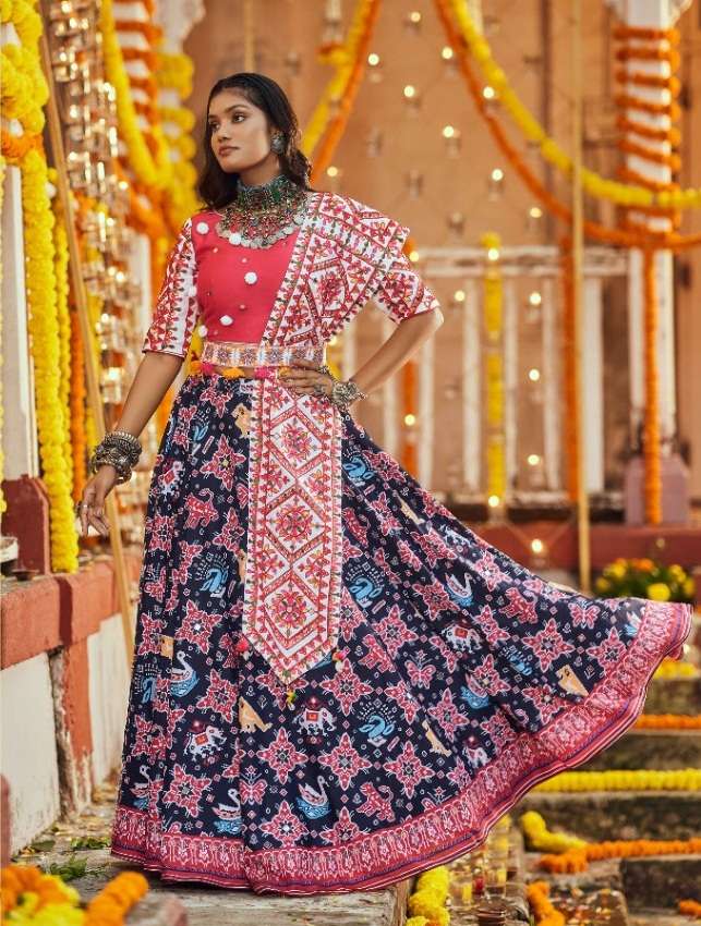 DESIGNER FANCY NAVRATRI SPECIAL GAMTHI LEHENGA CHOLI IN COTTON VIWAH FASHION RAAS 5 2127