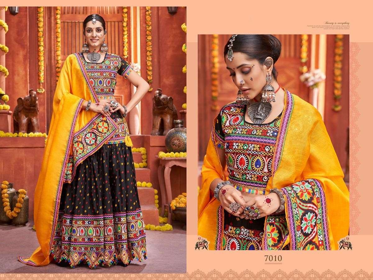 DESIGNER FANCY NAVRATRI SPECIAL GAMTHI LEHENGA CHOLI IN COTTON VIWAH FASHION PC 7010