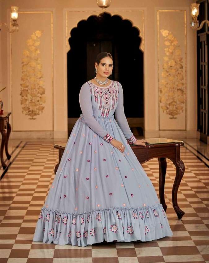 DESIGNER FANCY NAVRATRI WEAR GOWN IN PURE GEORGETTE FABRIC KF FLORY 4772