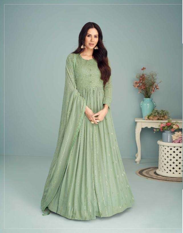 DESIGNER FANCY PARTY WEAR LONG ANARKALI GEORGETTE SALWAR SUIT AF ZEENAT 9250