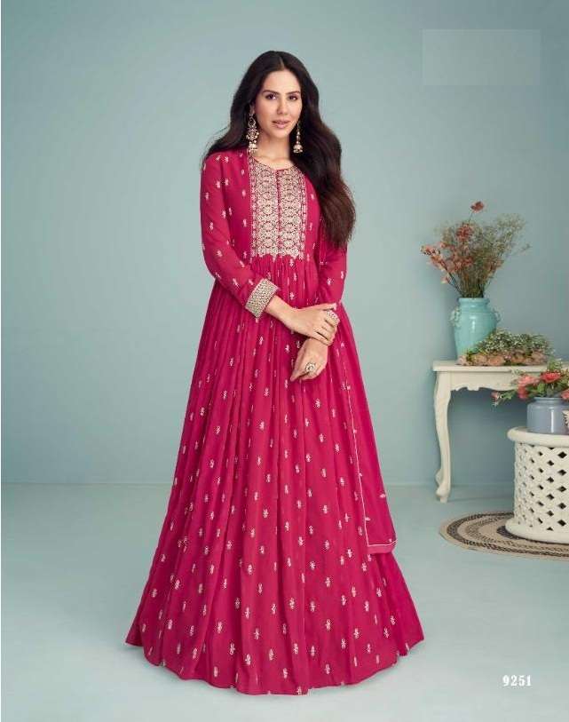 DESIGNER FANCY PARTY WEAR LONG ANARKALI GEORGETTE SALWAR SUIT AF ZEENAT 9251