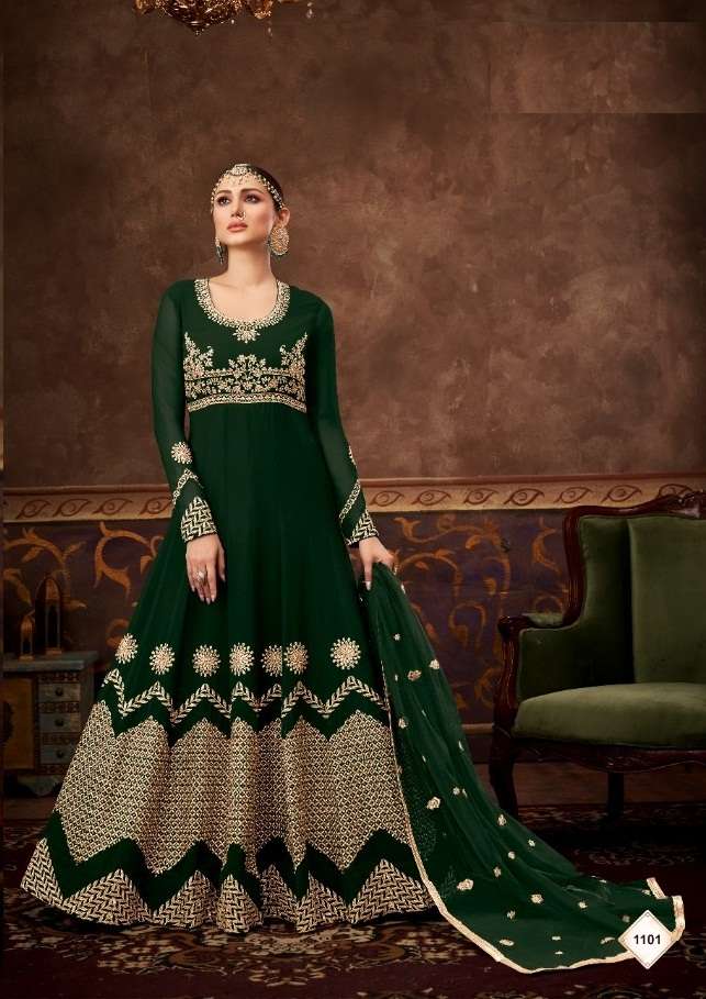 DESIGNER FANCY PARTY WEAR LONG ANARKALI GEORGETTE SALWAR SUIT HOTLADY ARMEENA 1101