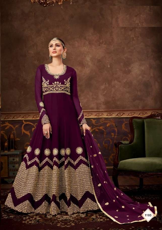 DESIGNER FANCY PARTY WEAR LONG ANARKALI GEORGETTE SALWAR SUIT HOTLADY ARMEENA 1103