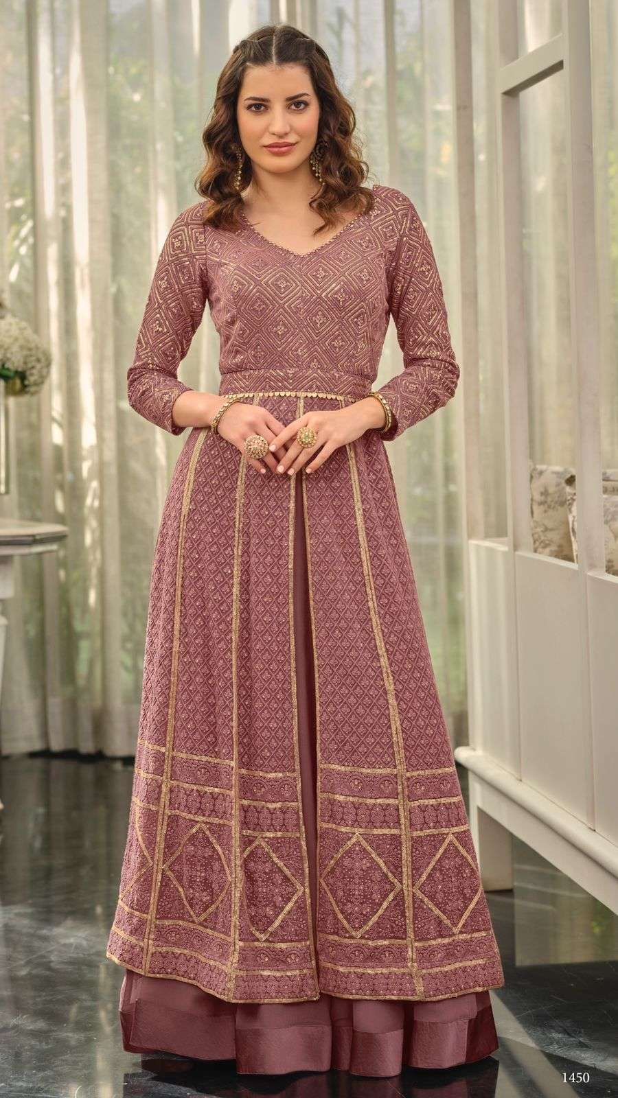 DESIGNER FANCY PARTY WEAR LONG ANARKALI GEORGETTE SALWAR SUIT EBA MAHIRA 1450