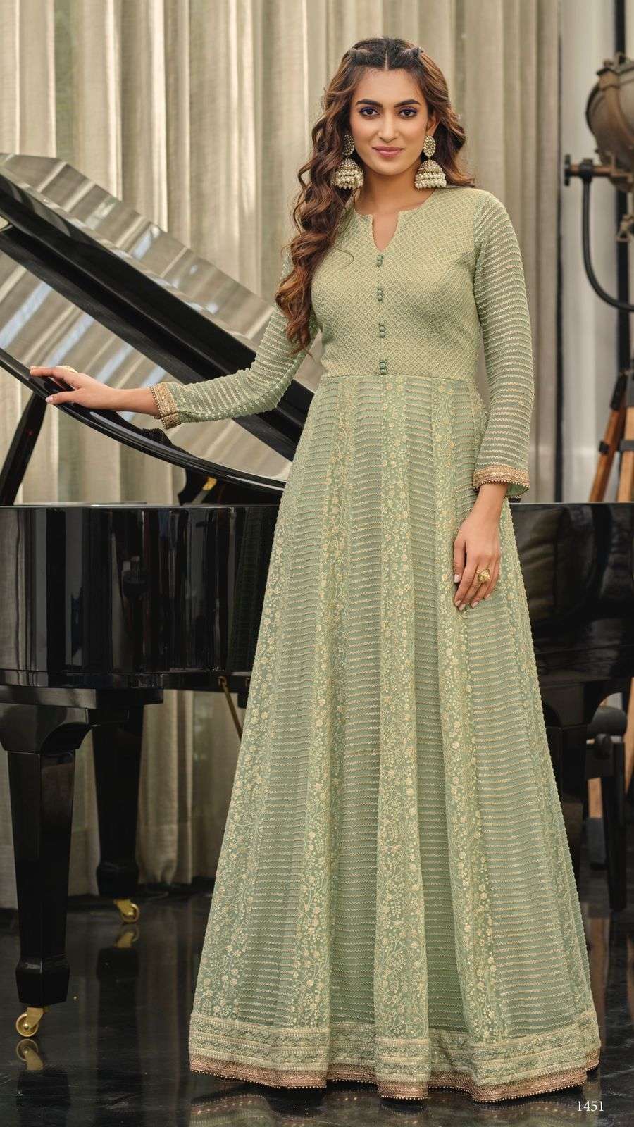 DESIGNER FANCY PARTY WEAR LONG ANARKALI GEORGETTE SALWAR SUIT EBA MAHIRA 1451