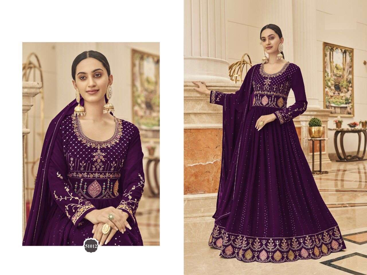 DESIGNER FANCY PARTY WEAR LONG ANARKALI GEORGETTE SALWAR SUIT FIONA 51012 B