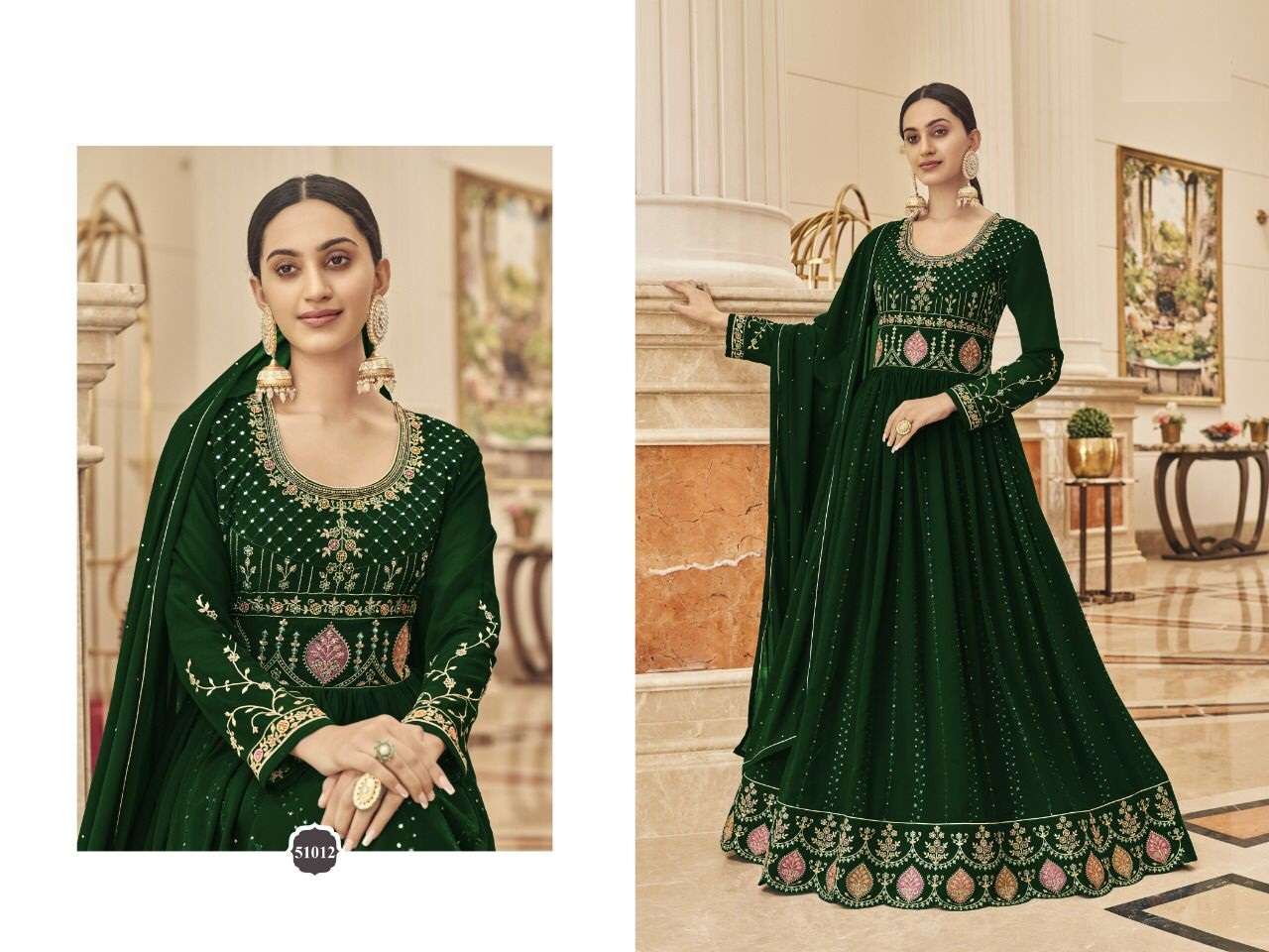 DESIGNER FANCY PARTY WEAR LONG ANARKALI GEORGETTE SALWAR SUIT FIONA 51012 C