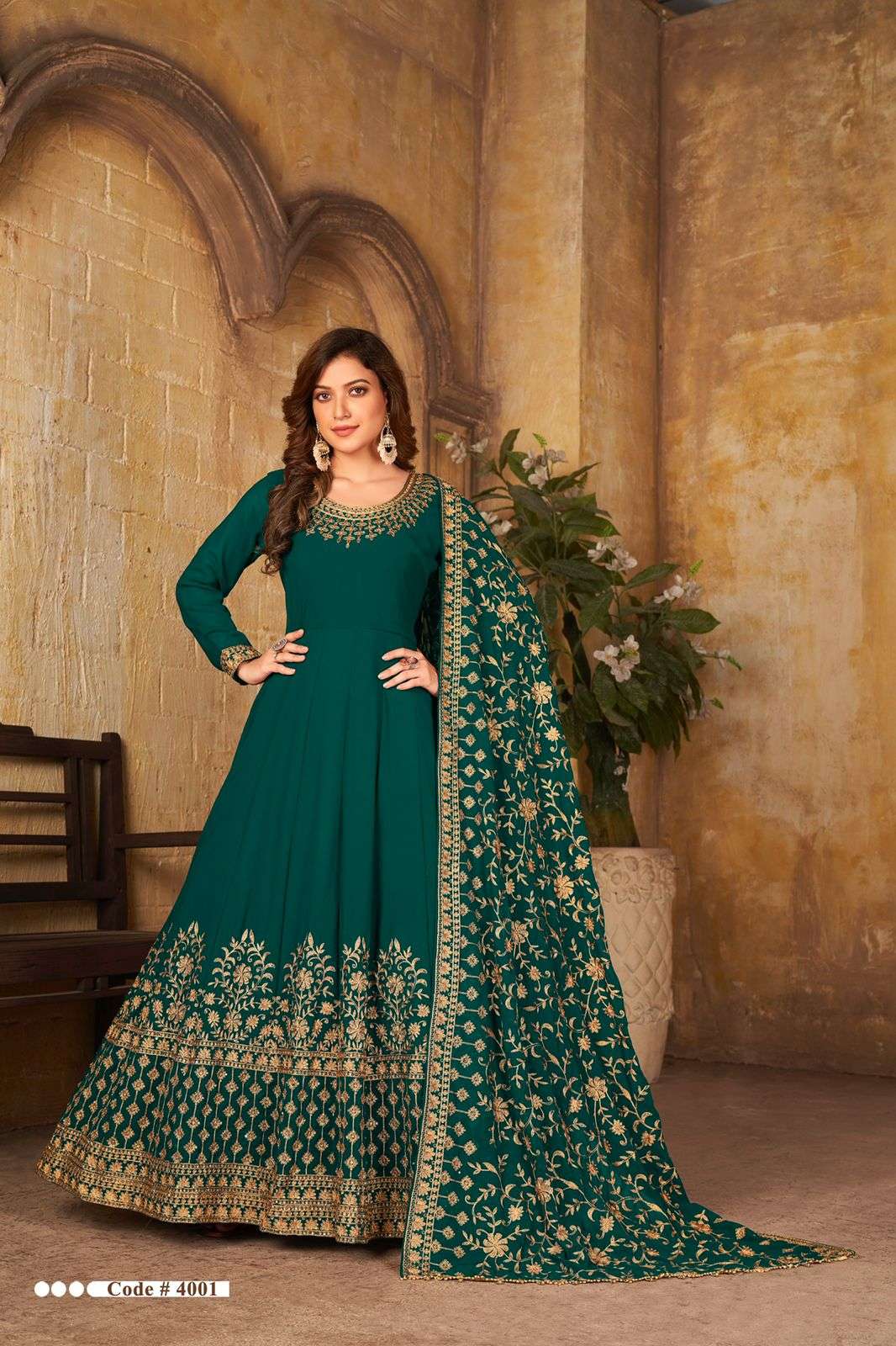 DESIGNER FANCY PARTY WEAR LONG ANARKALI GEORGETTE SALWAR SUIT 4001