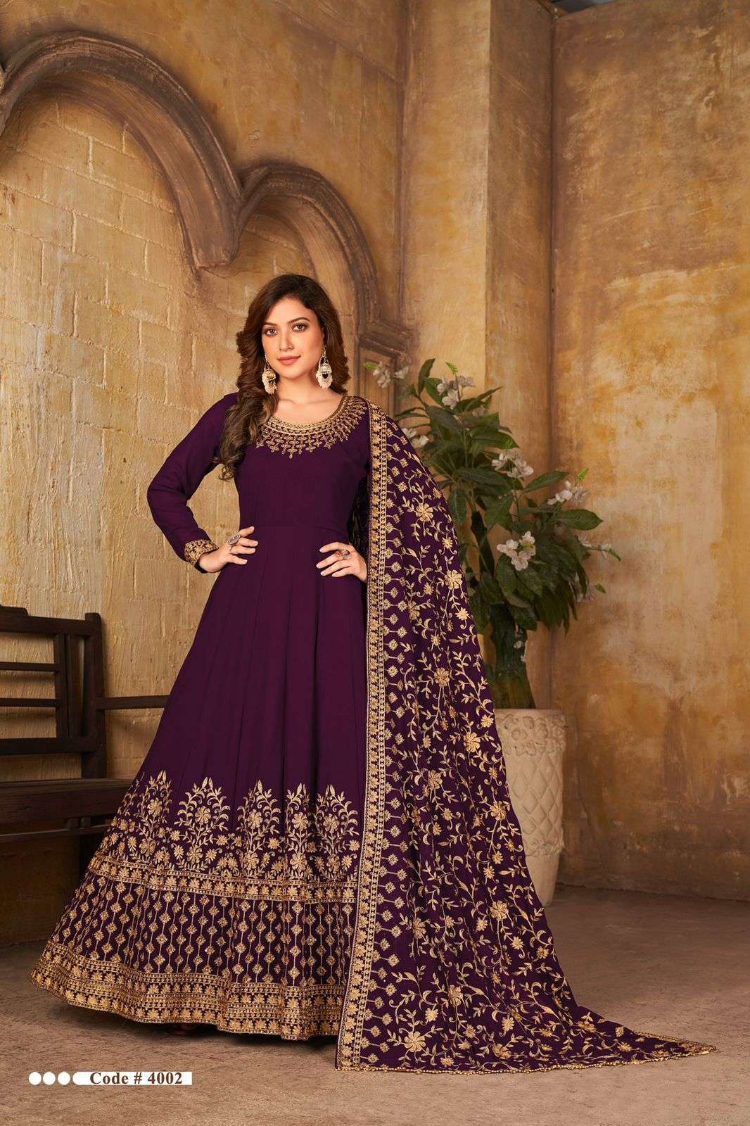 DESIGNER FANCY PARTY WEAR LONG ANARKALI GEORGETTE SALWAR SUIT 4002