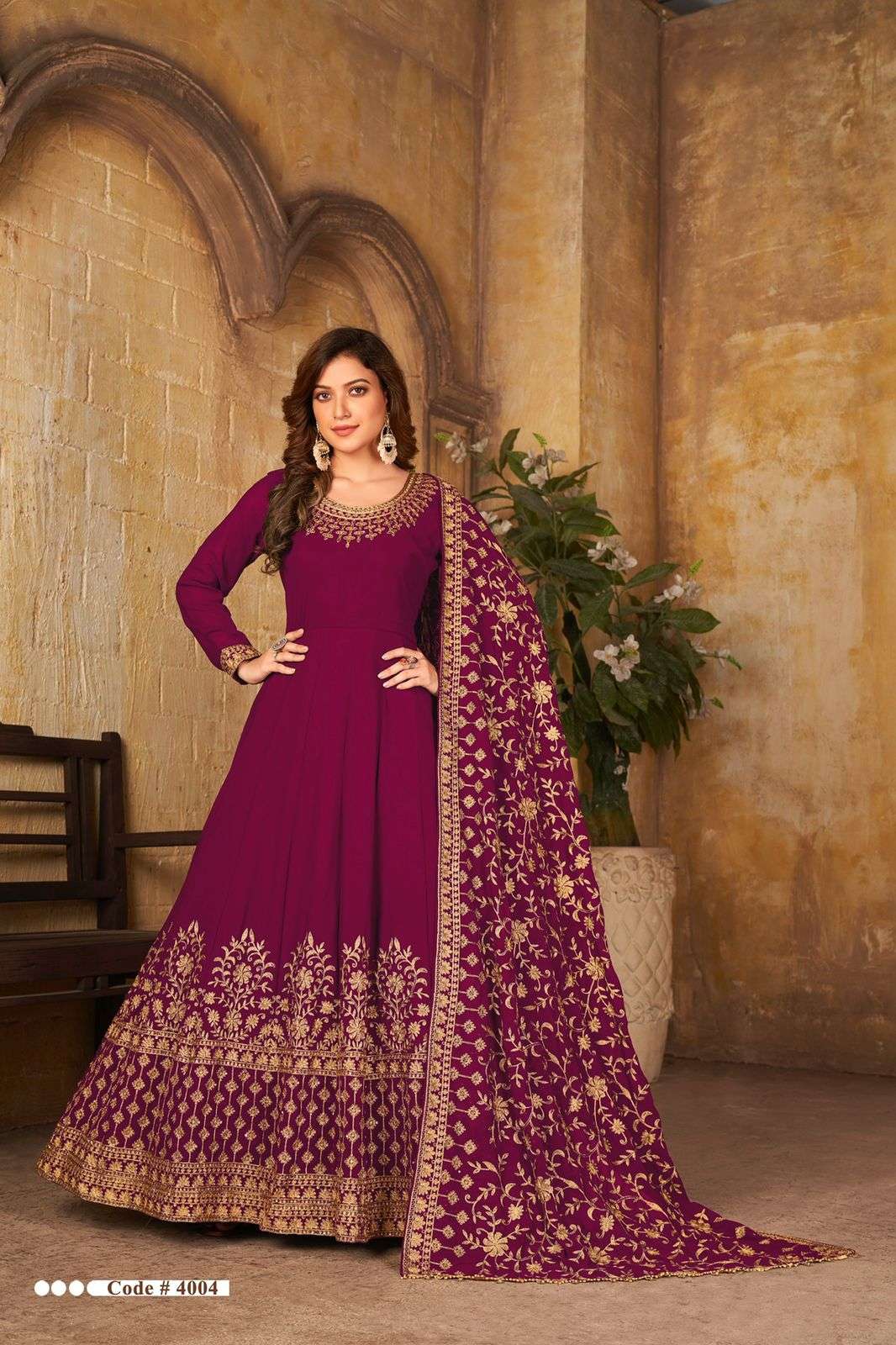 DESIGNER FANCY PARTY WEAR LONG ANARKALI GEORGETTE SALWAR SUIT 4004